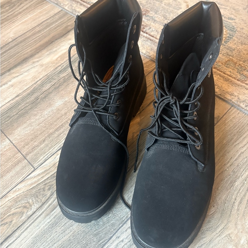 Lugz suede Black Men's Lace-Up Work steel toed Boots sz 13